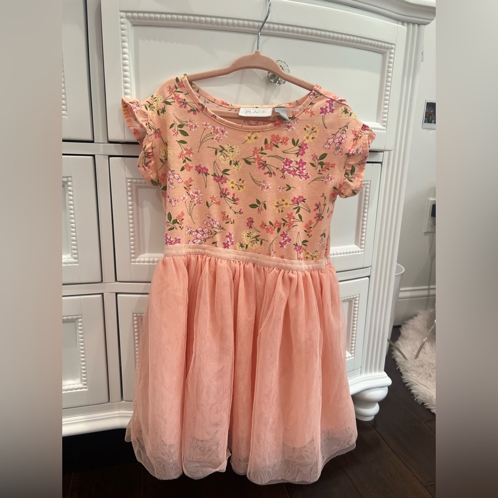 The Children's Place Orange Pink Flutter Sleeve Sundress